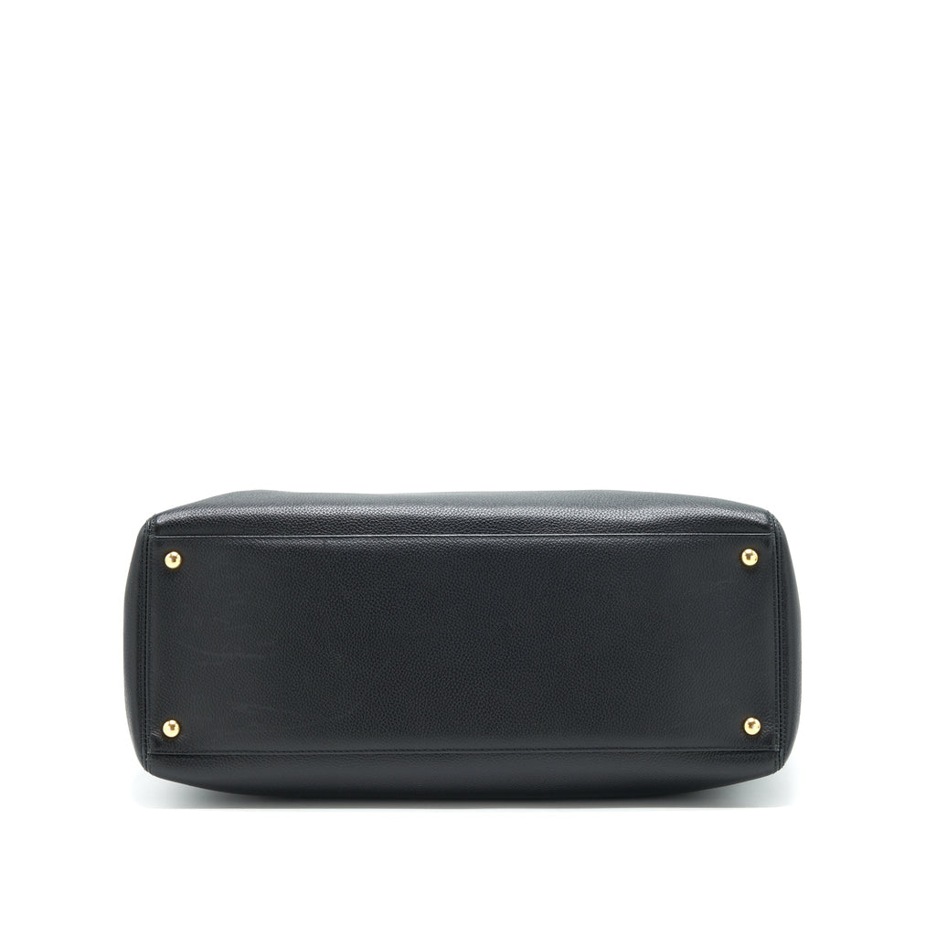 CHANEL CERF TOTE BAG GRAINED CALFSKIN BLACK GHW