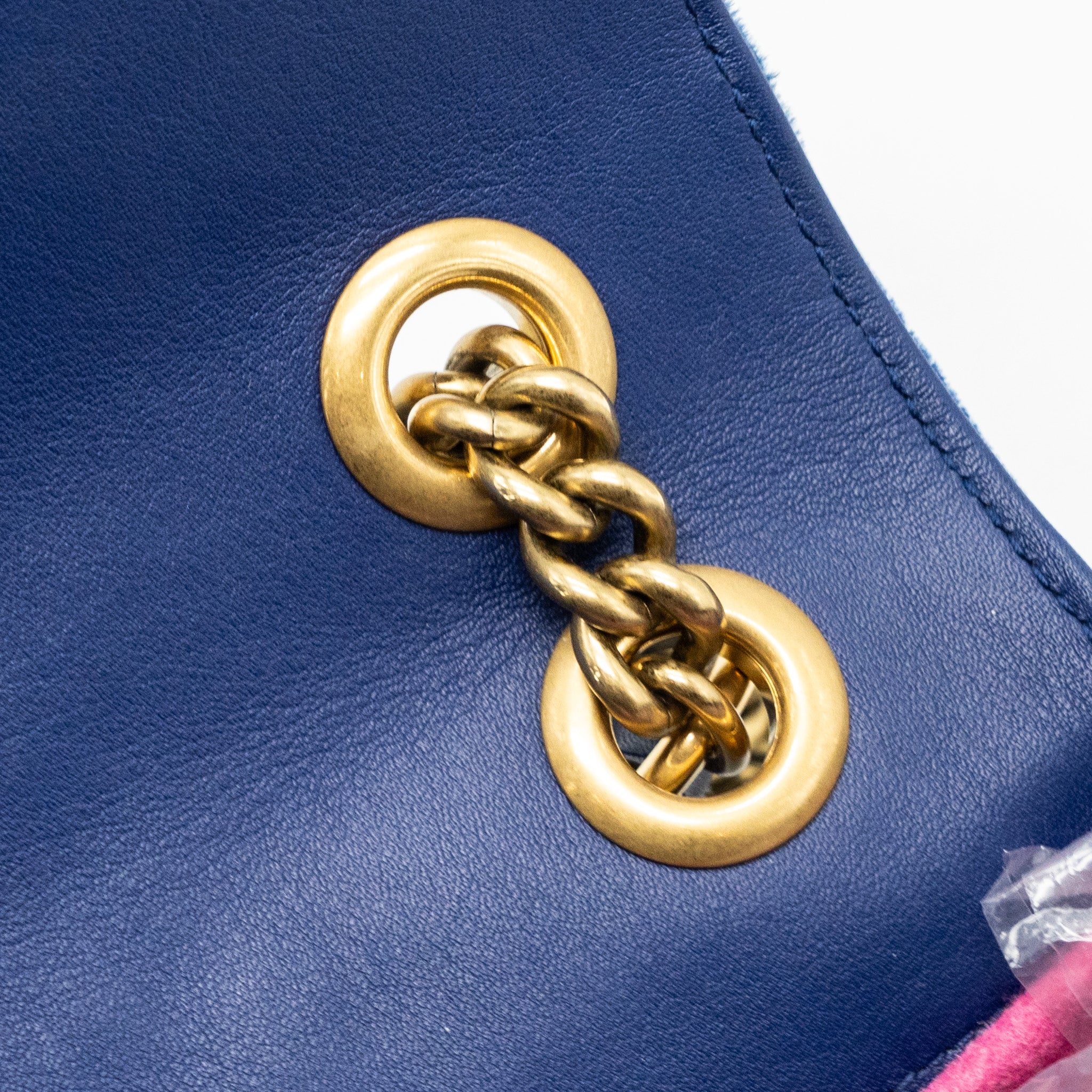 GUCCI GG MARMONT SHOULDER BAG VELVET BLUE GHW