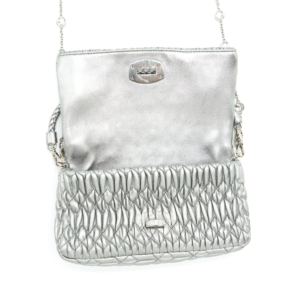 MIU MIU ICONIC CRYSTAL CLOQUE NAPPA SILVER SHW