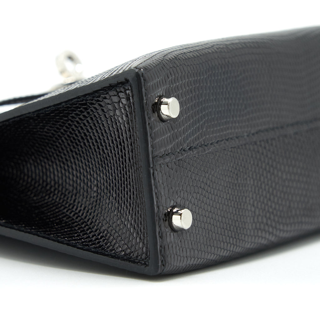 HERMES MINI KELLY 20CM LIZARD BLACK SHW