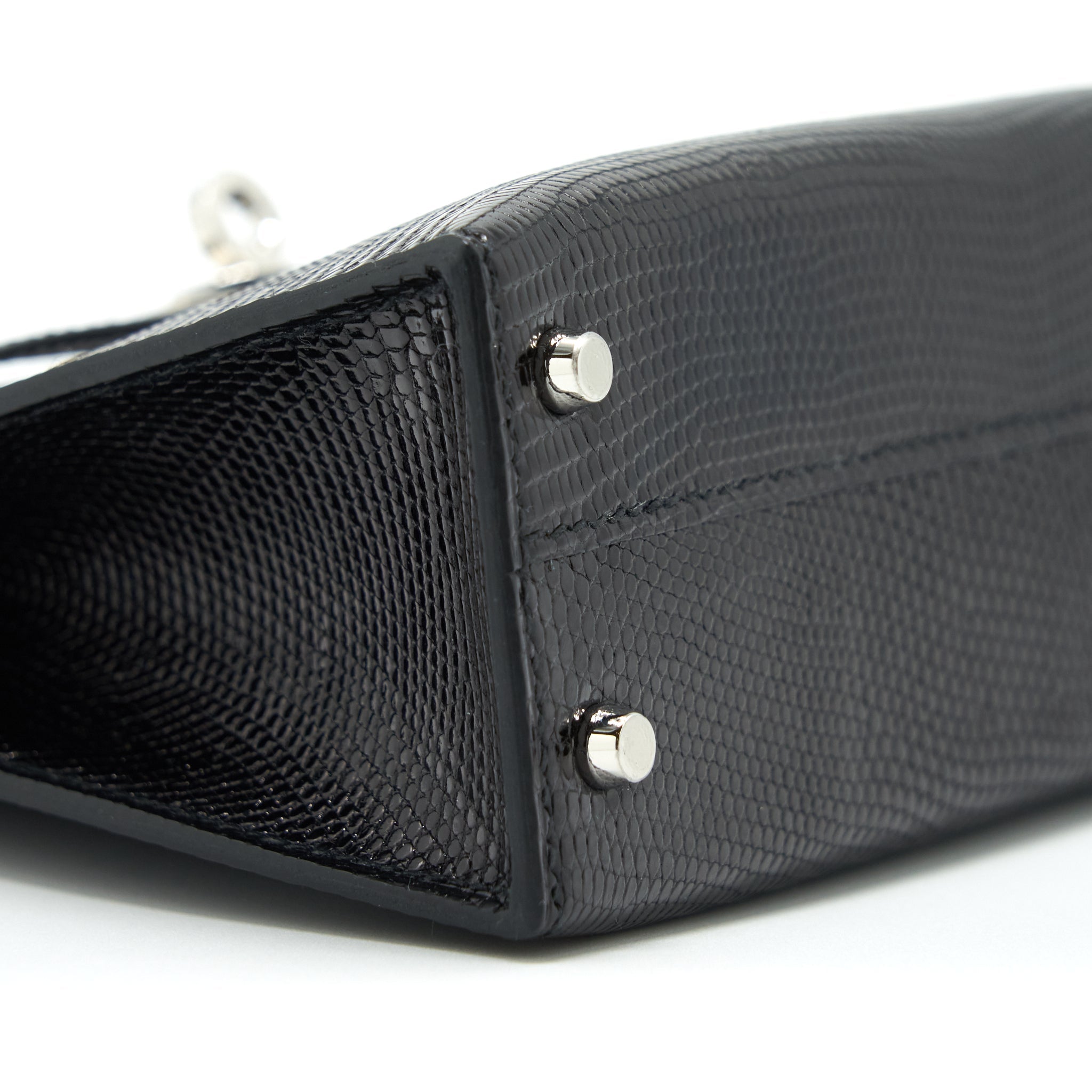 HERMES MINI KELLY 20CM LIZARD BLACK SHW