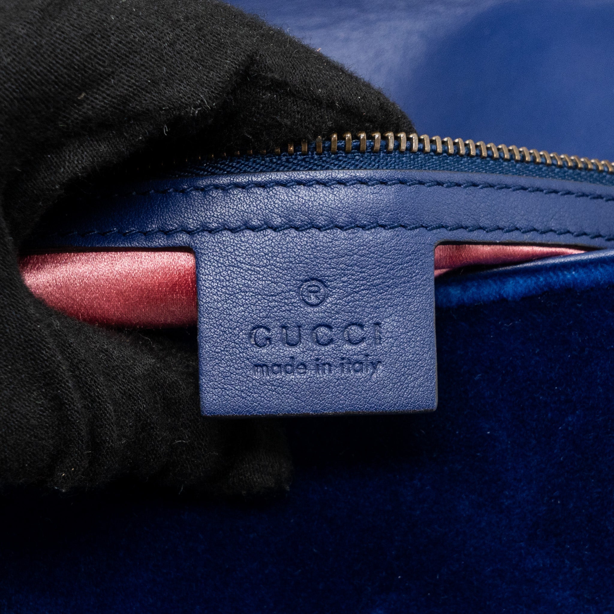 GUCCI GG MARMONT SHOULDER BAG VELVET BLUE GHW