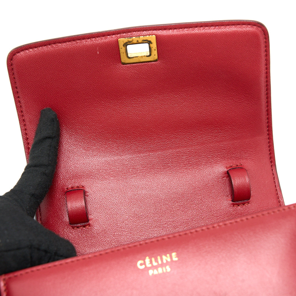 CELINE MINI BOX CALFSKIN RED GHW
