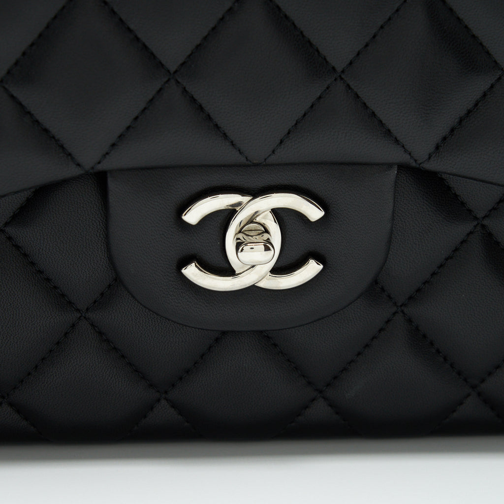 CHANEL JUMBO CLASSIC DOUBLE FLAP LAMBSKIN BLACK SHW