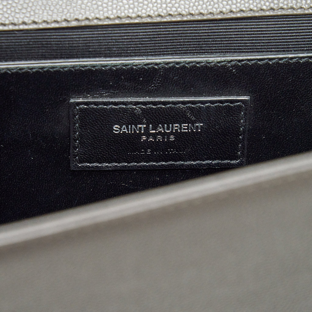 SAINT LAURENT(YSL) LARGE MONOGRAMME KATE CHAIN BAG GRAINED CALFSKIN GREY SHW