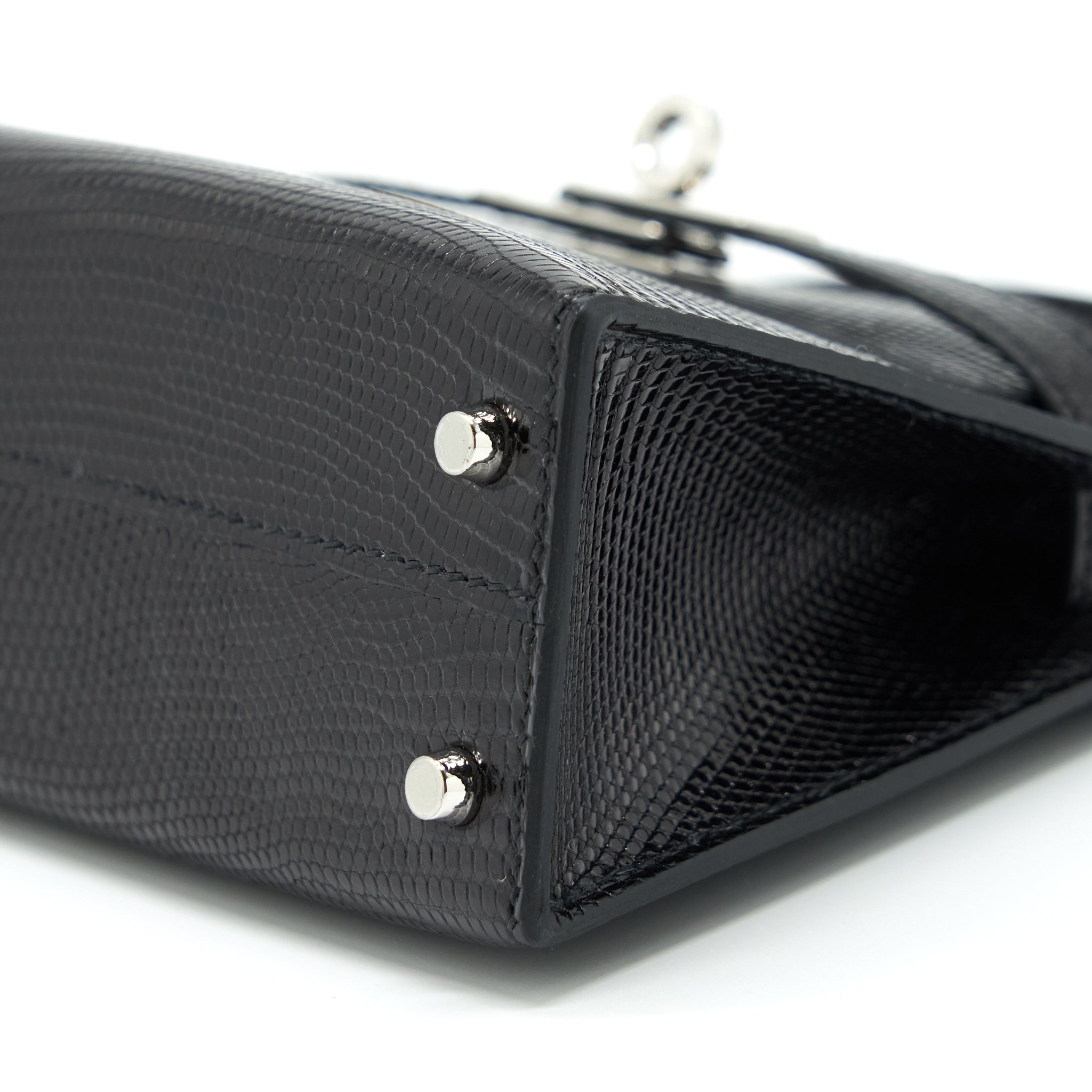 HERMES MINI KELLY 20CM LIZARD BLACK SHW