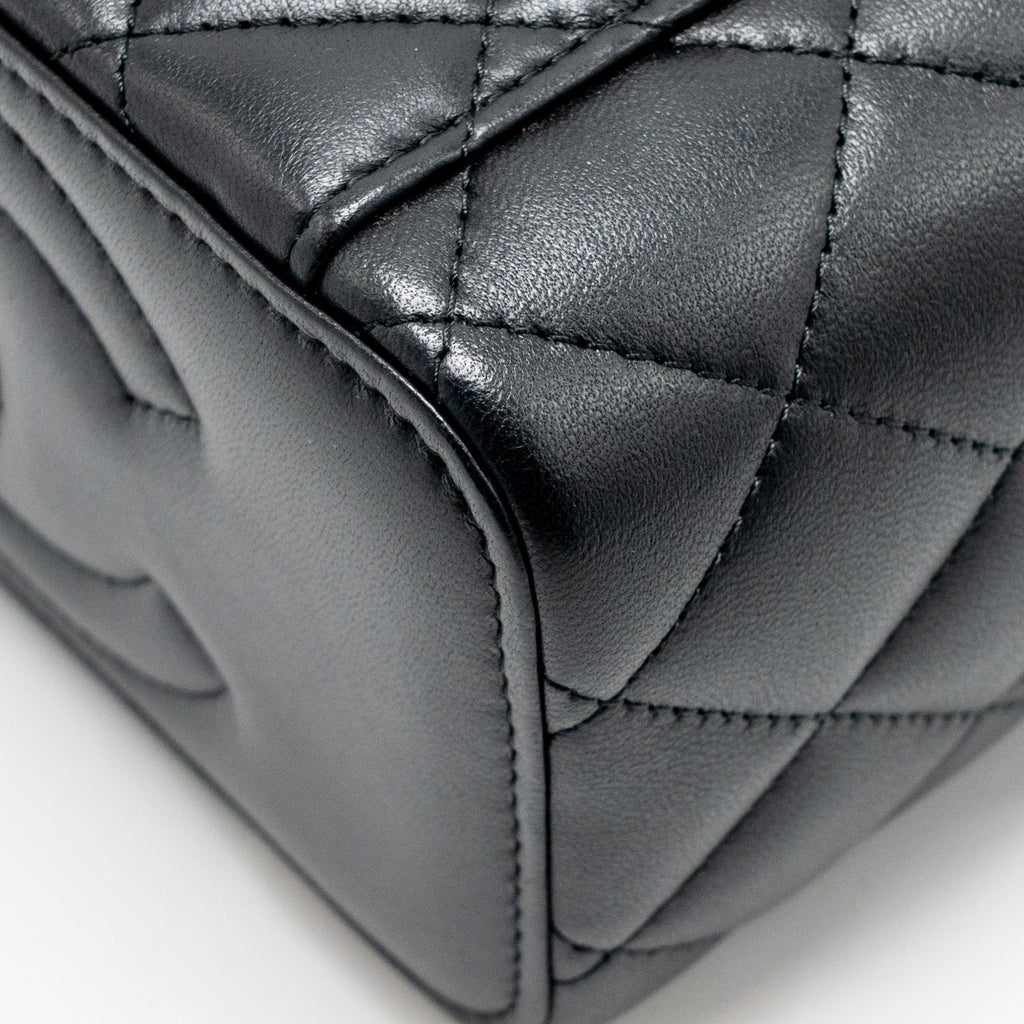 CHANEL LONG VANITY WITH COCO CHARM CHAIN LAMBSKIN BLACK GHW (MICROCHIP)