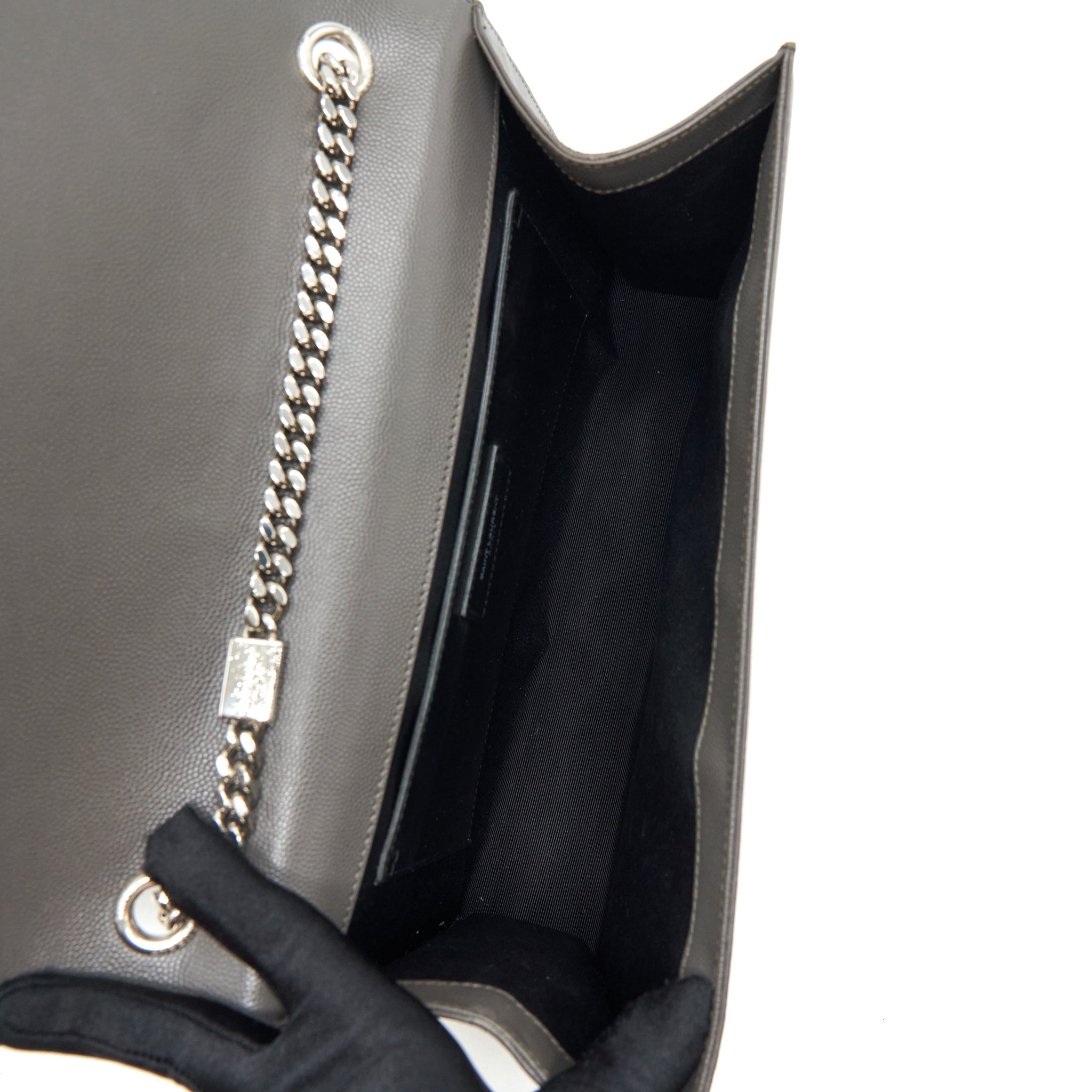 SAINT LAURENT(YSL) LARGE MONOGRAMME KATE CHAIN BAG GRAINED CALFSKIN GREY SHW