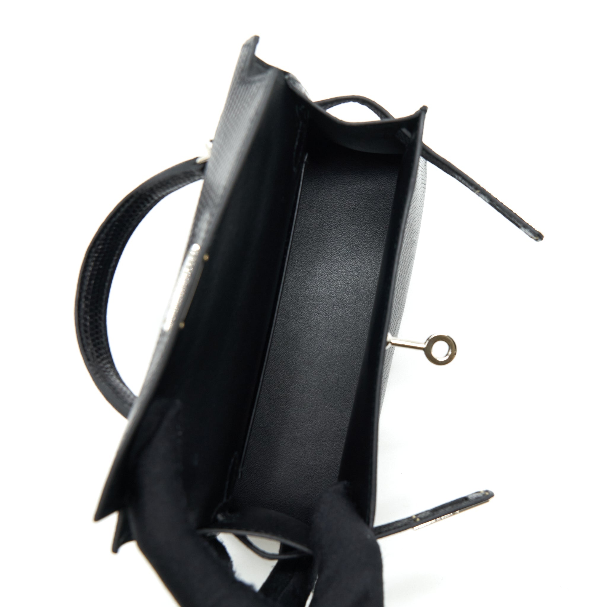 HERMES MINI KELLY 20CM LIZARD BLACK SHW