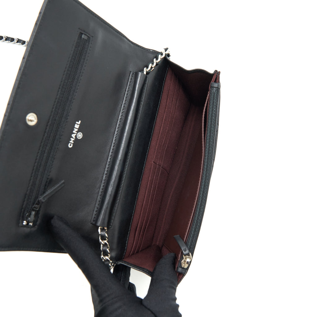 CHANEL CLASSIC WALLET ON CHAIN LAMBSKIN BLACK SHW