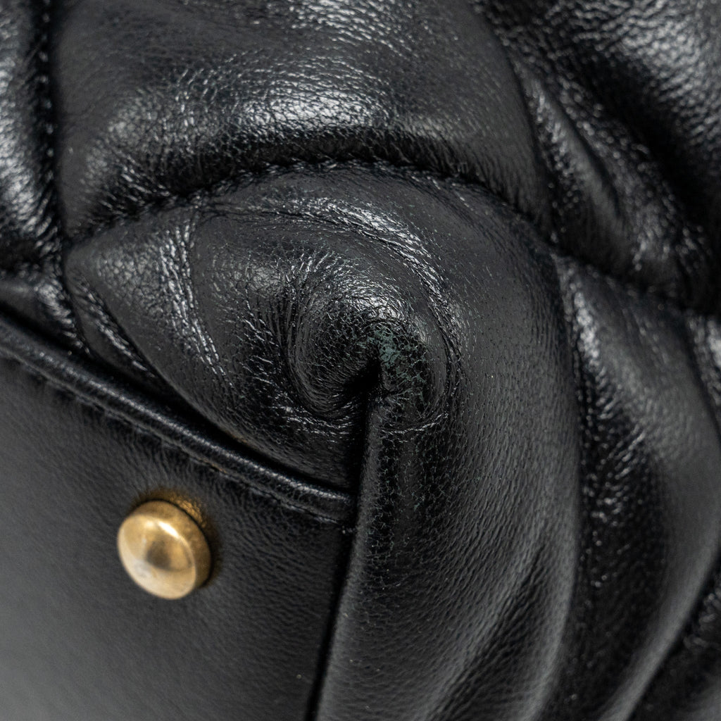 CHANEL NEW YORK BOWLING BAG QUILTED LAMBSKIN BLACK GHW