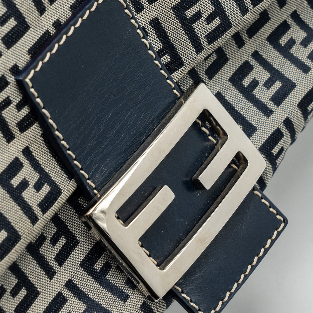 FENDI ZUCCHINO MAMA FLAP BAG FF JACQUARD CANVAS GREY SHW
