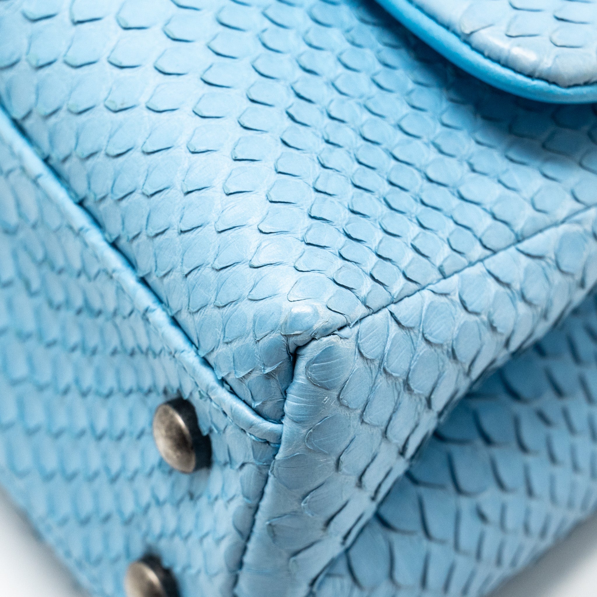 CHANEL SMALL COCO HANDLE PYTHON LIGHT BLUE RUTHENIUM HARDWARE