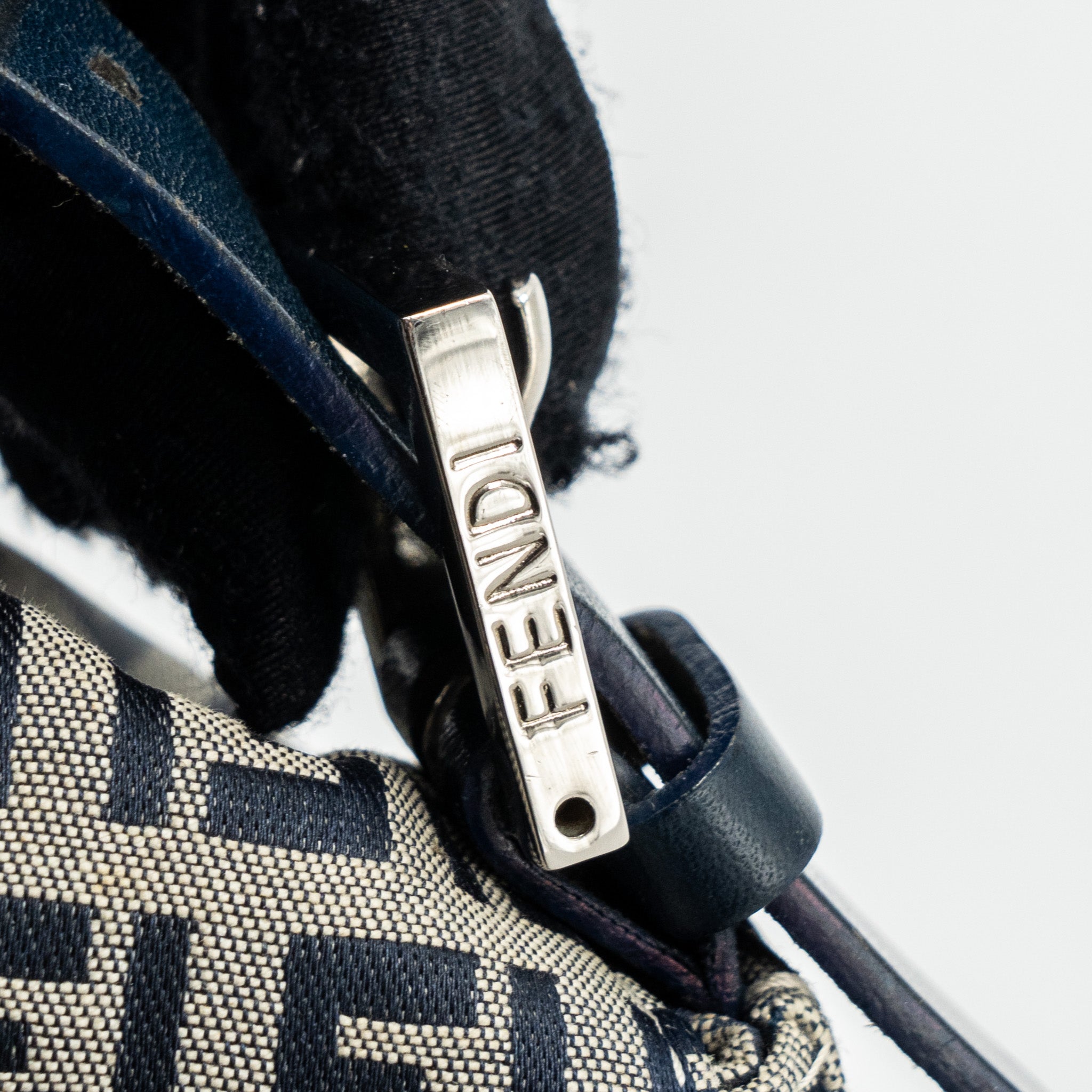 FENDI ZUCCHINO MAMA FLAP BAG FF JACQUARD CANVAS GREY SHW