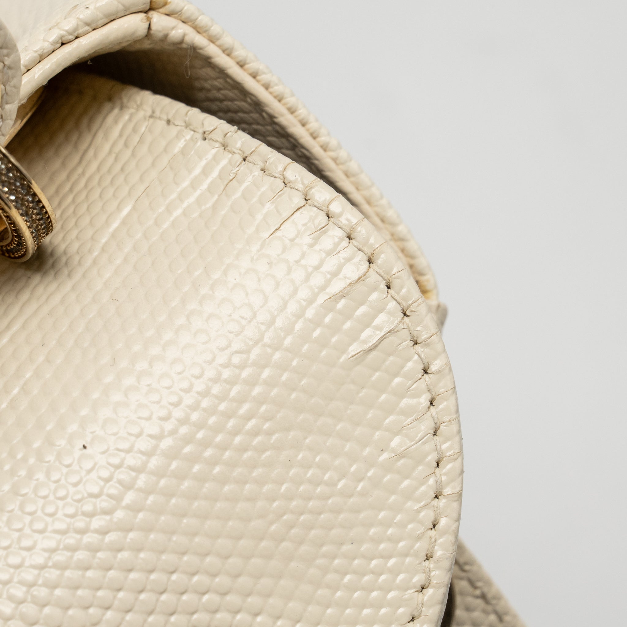 DIOR MINI LADY DIOR LIZARD WITH CRYSTAL WHITE LGHW