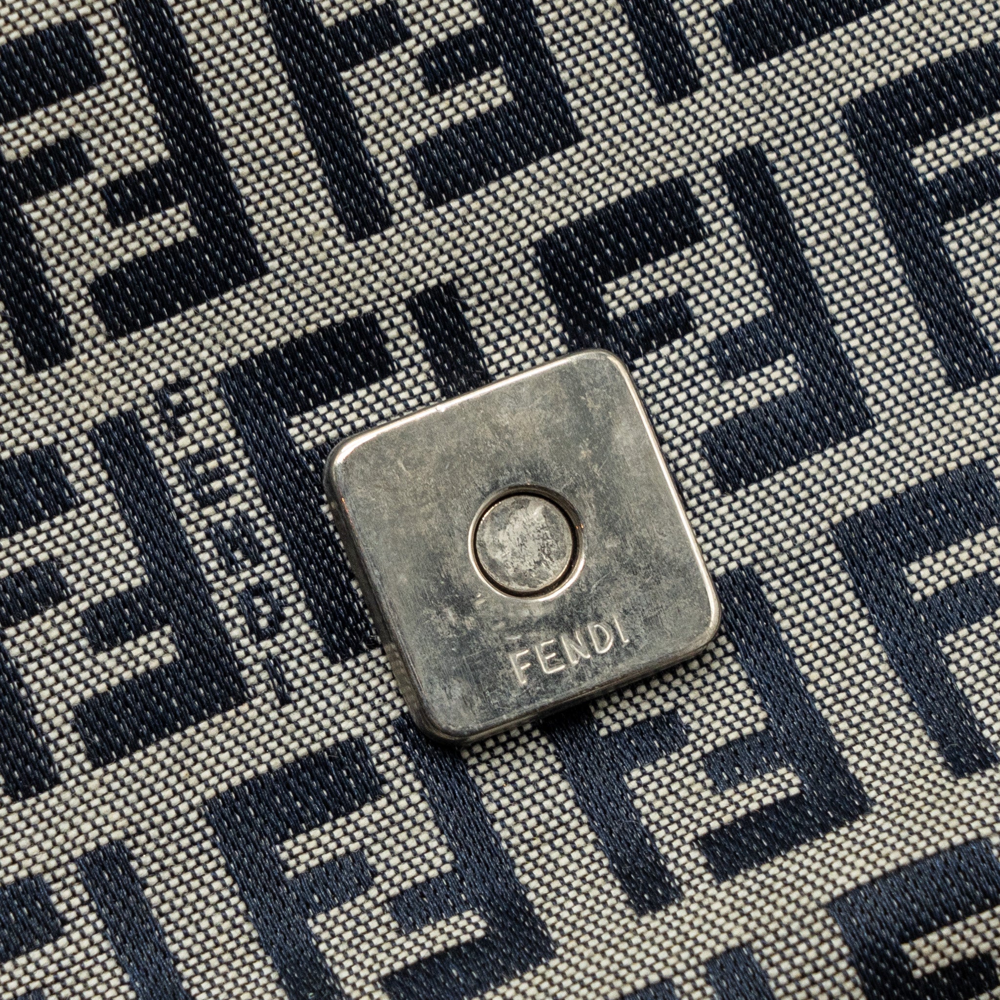 FENDI ZUCCHINO MAMA FLAP BAG FF JACQUARD CANVAS GREY SHW