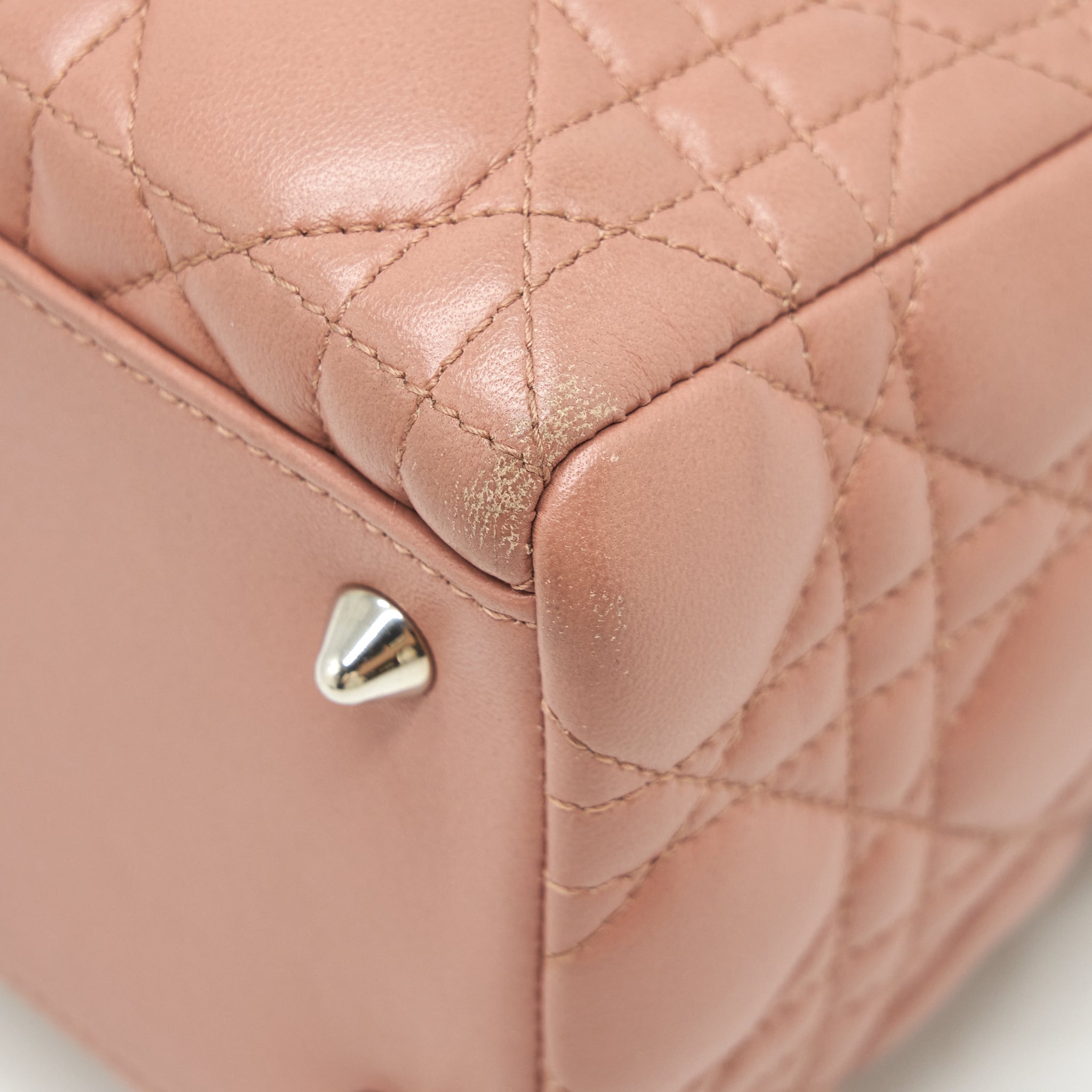 DIOR MEDIUM LADY DIOR LAMBSKIN BLUSH SHW