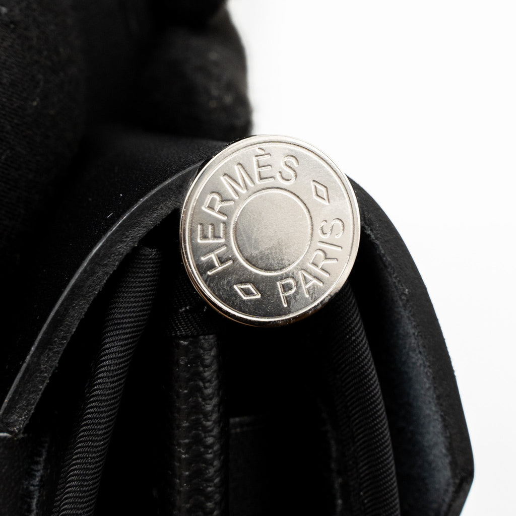 HERMES HERBAG 31 ZIP BAG TOILE H BERLINE CANVAS/VACHE HUNTER BLACK/ECRU SHW