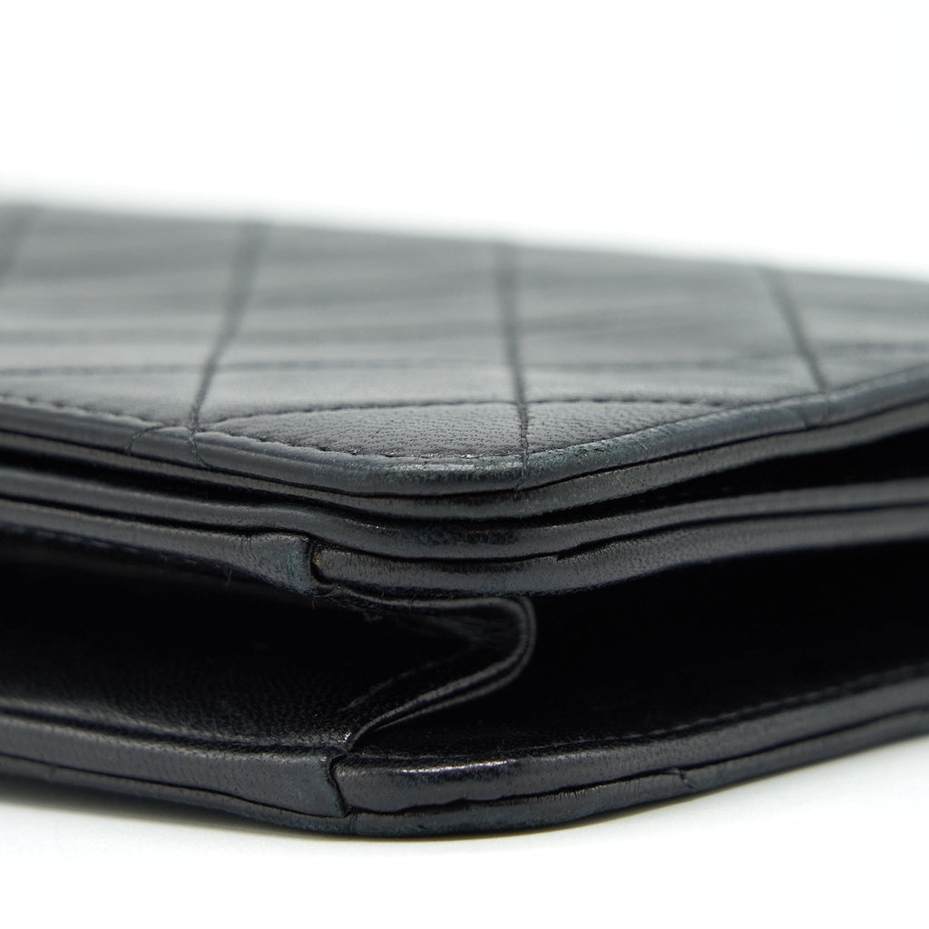 CHANEL VINTAGE QUILTED FLAP CHAIN WALLET BLACK GHW