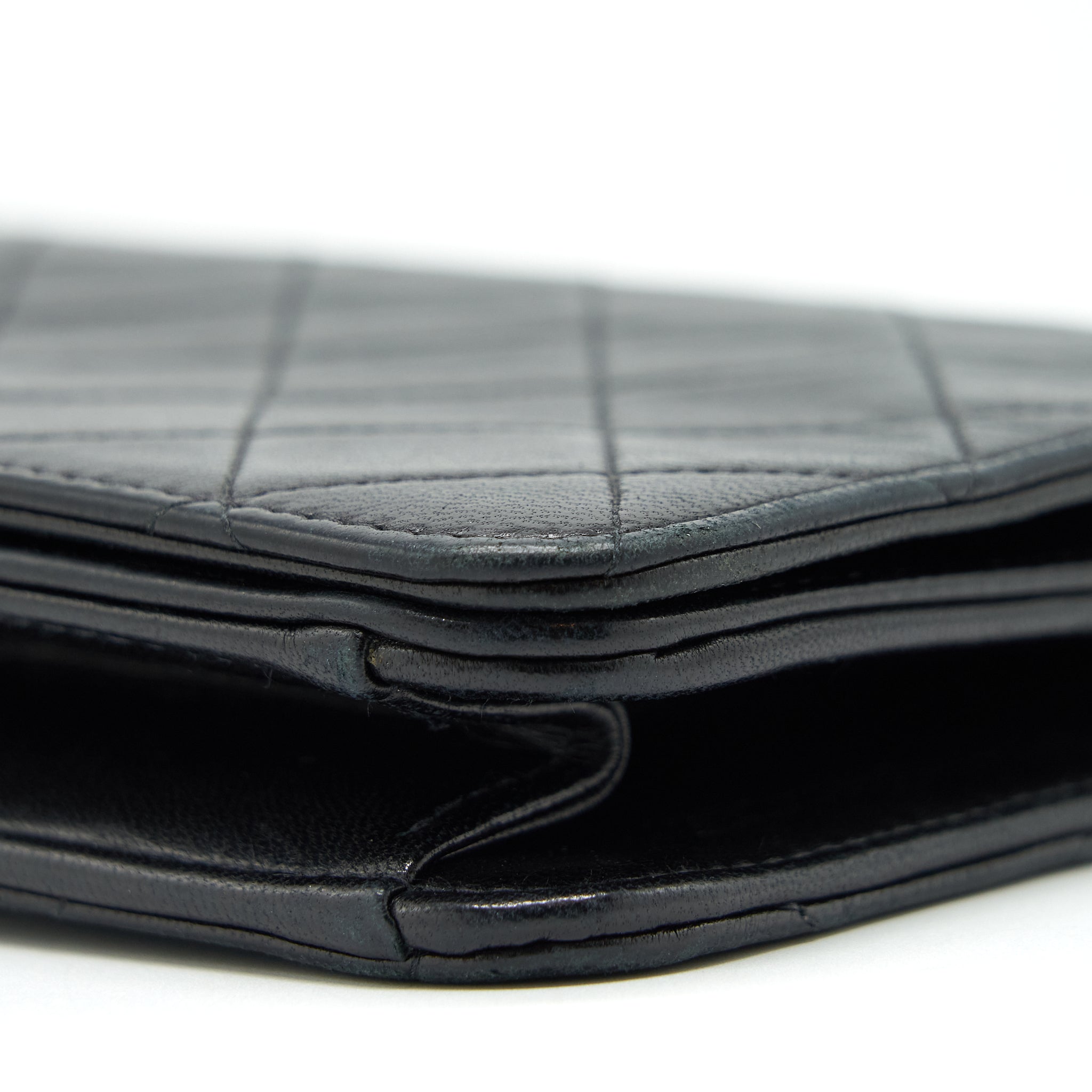 CHANEL VINTAGE QUILTED FLAP CHAIN WALLET BLACK GHW