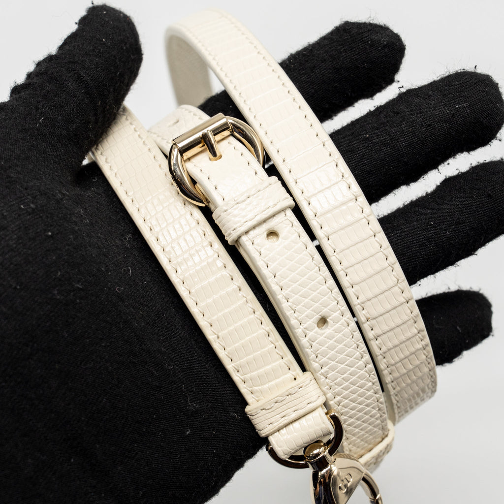 DIOR MINI LADY DIOR LIZARD WITH CRYSTAL WHITE LGHW