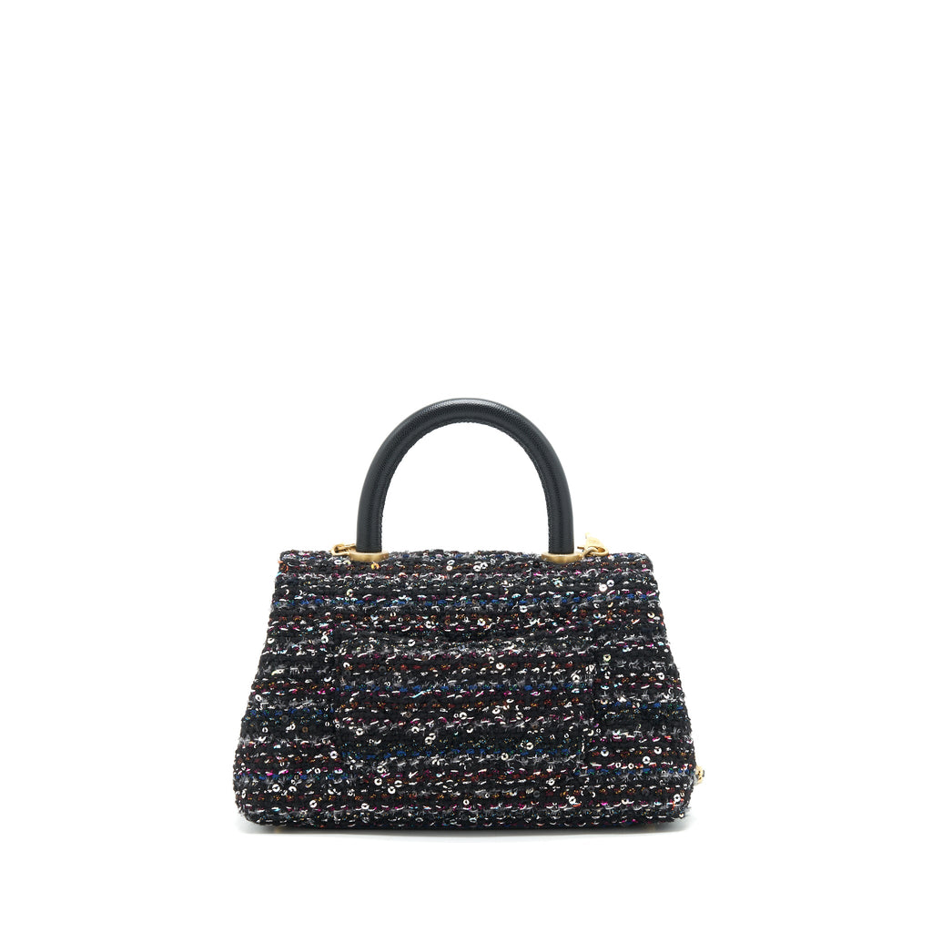 CHANEL SMALL TWEED COCO HANDLE 24CM BLACK GHW