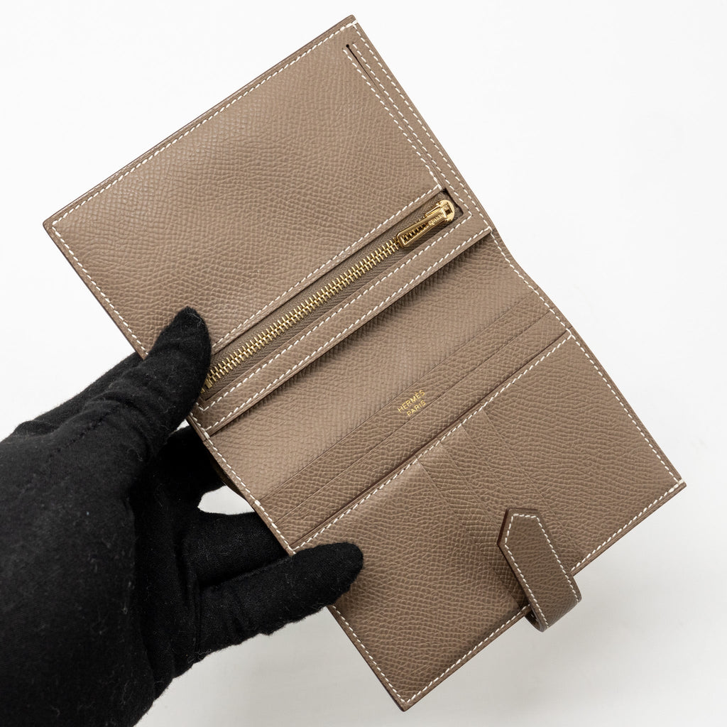 HERMES BEARN COMPACT WALLET EPSOM ETOUPE GHW