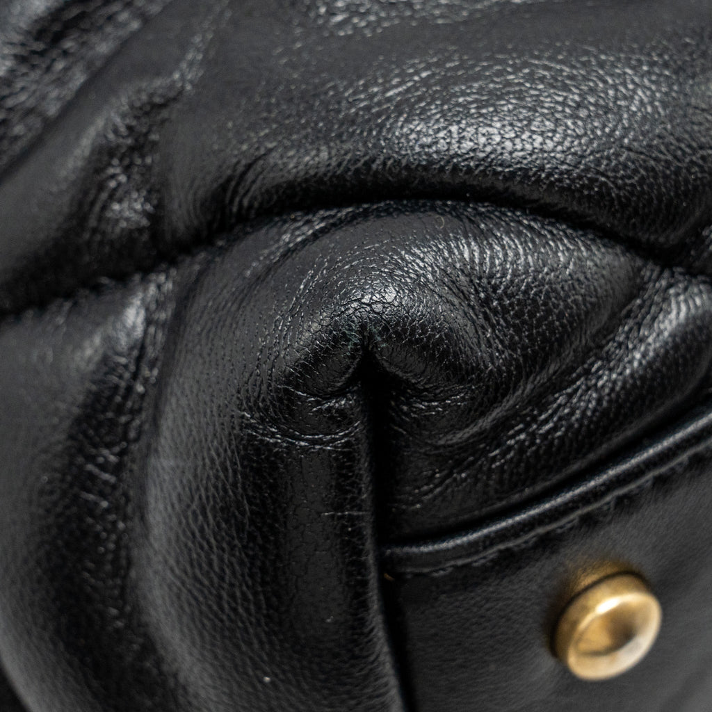 CHANEL NEW YORK BOWLING BAG QUILTED LAMBSKIN BLACK GHW