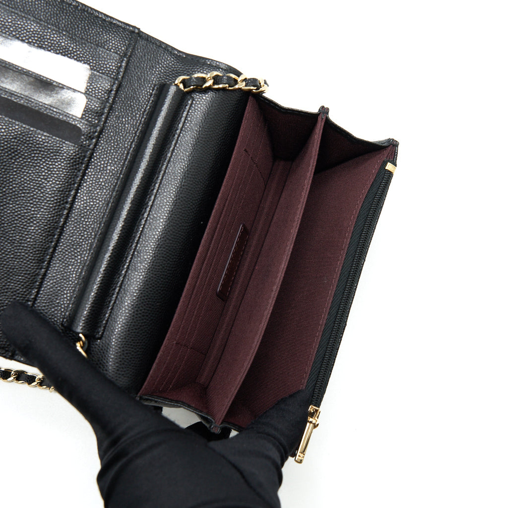 CHANEL MINI WALLET ON CHAIN CAVIAR BLACK LGHW