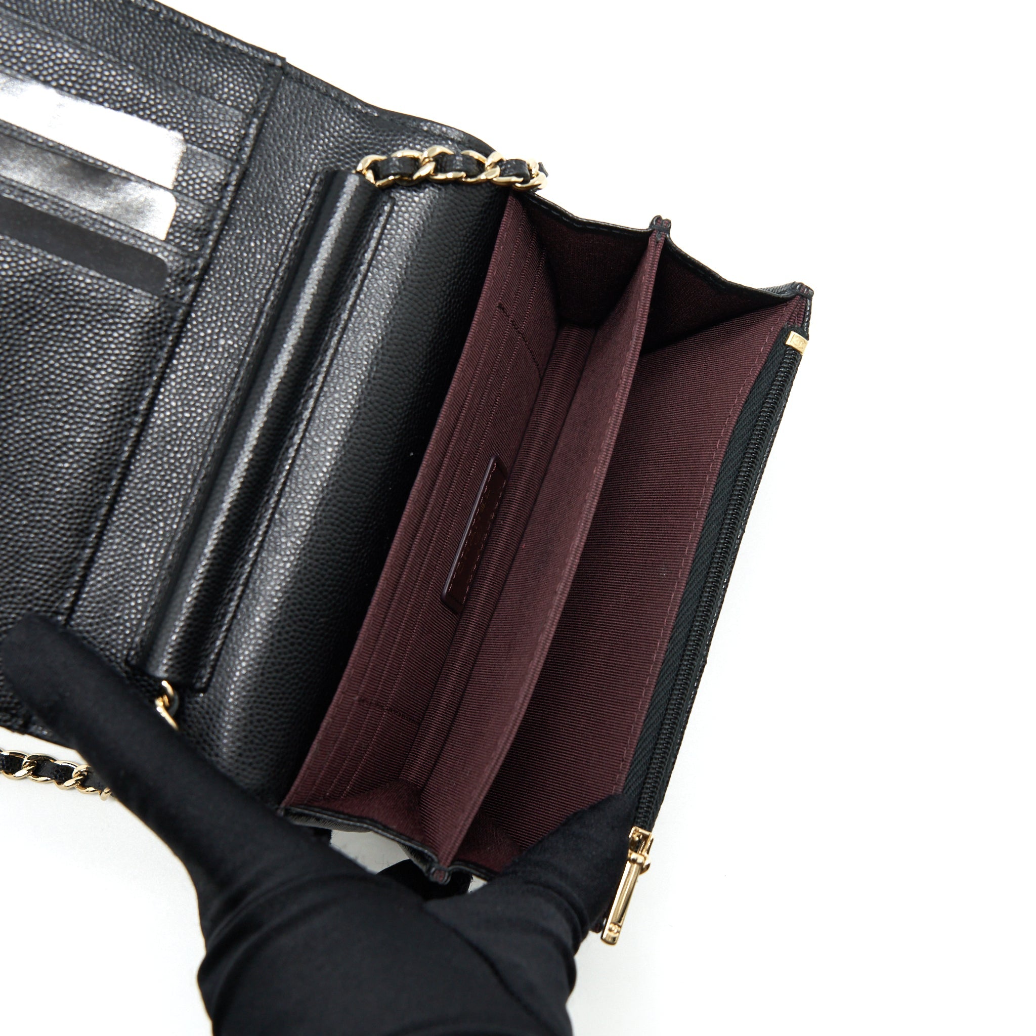 CHANEL MINI WALLET ON CHAIN CAVIAR BLACK LGHW