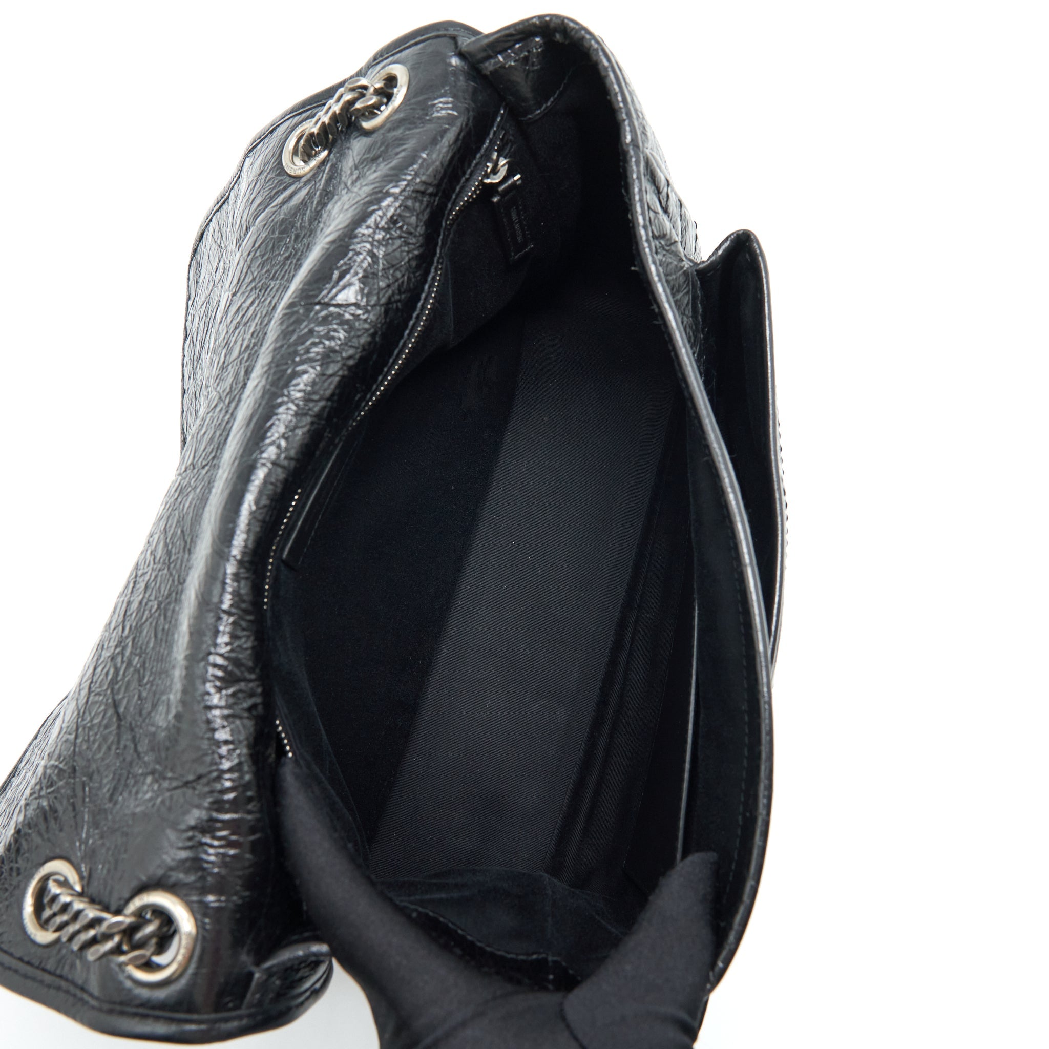 SAINT LAURENT LARGE NIKI SHOULDER BAG CALFSKIN BLACK SHW