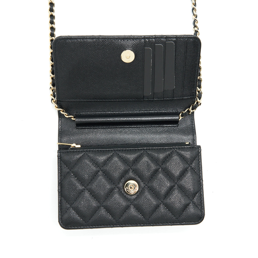 CHANEL MINI WALLET ON CHAIN CAVIAR BLACK LGHW