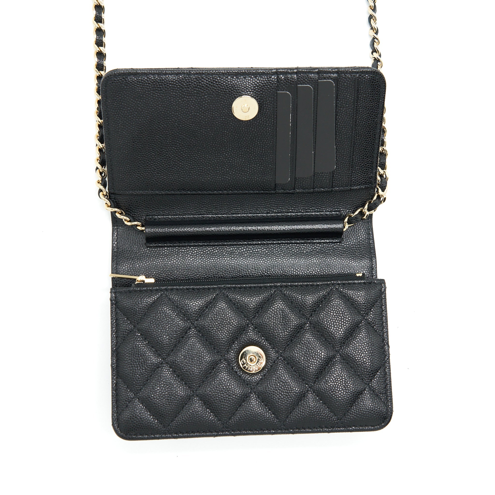 CHANEL MINI WALLET ON CHAIN CAVIAR BLACK LGHW