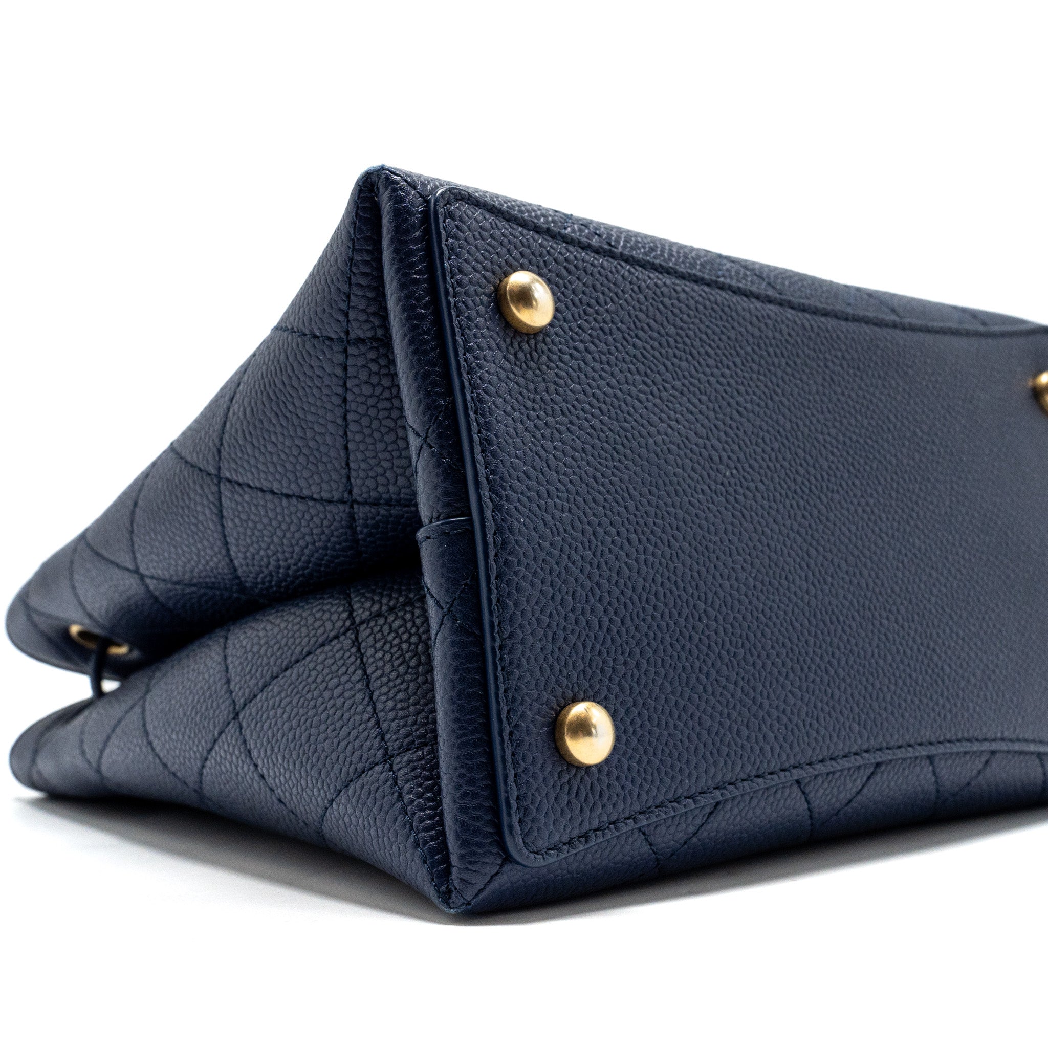 CHANEL TOP HANDLE DRAWSTRING BUCKET BAG CAVIAR NAVY  GHW