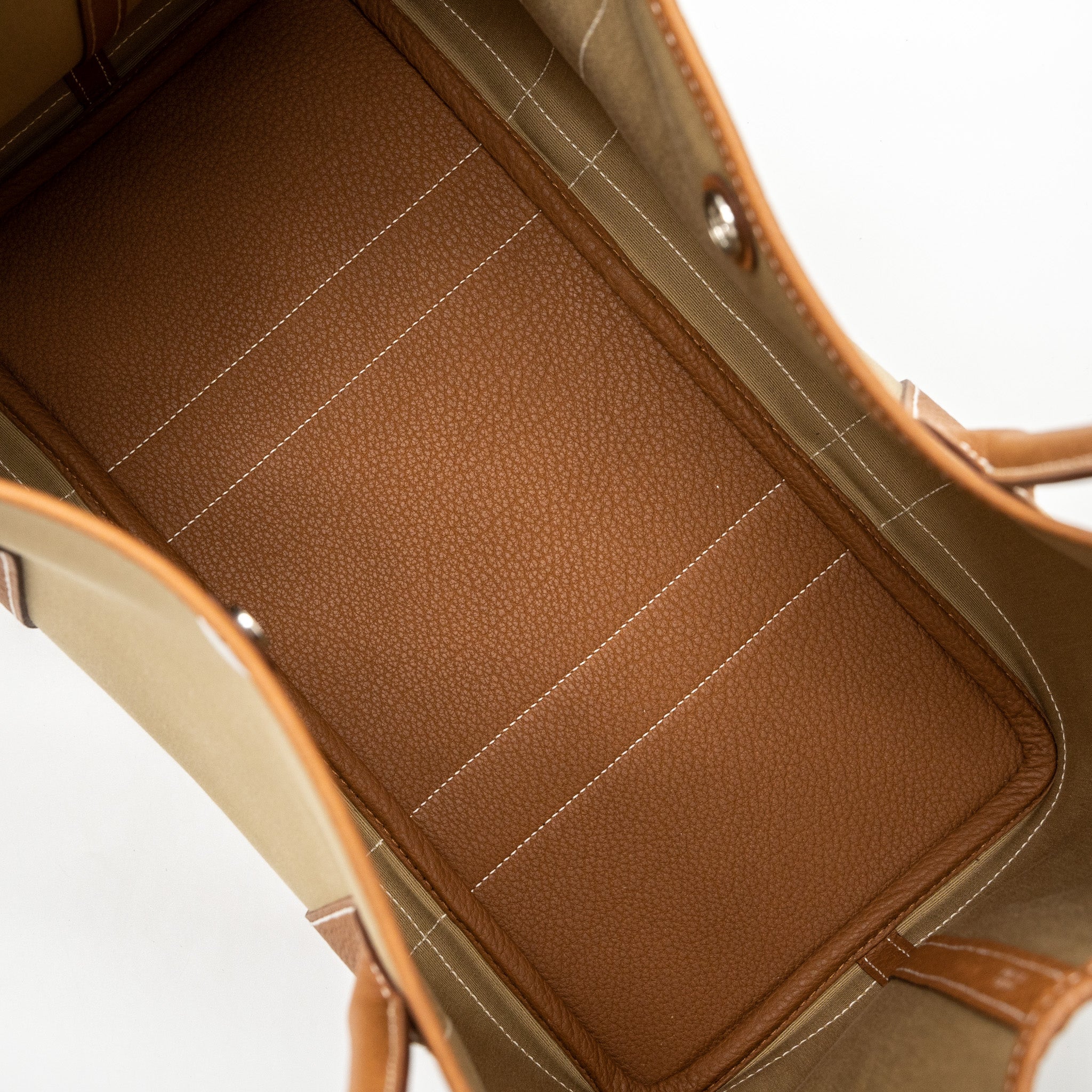 HERMES GARDEN PARTY 36 CANVAS/LEATHER TRENCH/GOLD SHW
