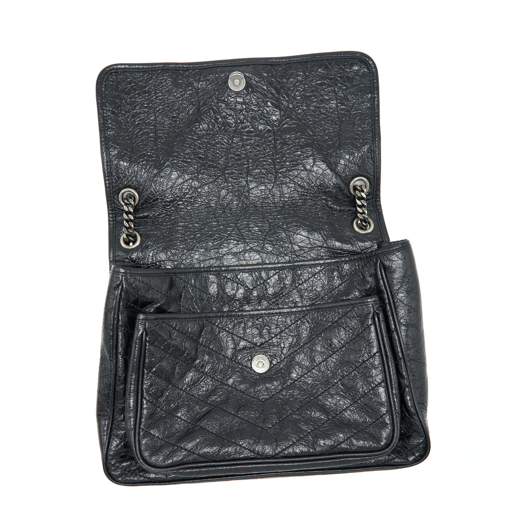 SAINT LAURENT LARGE NIKI SHOULDER BAG CALFSKIN BLACK SHW