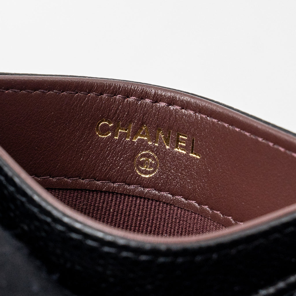 CHANEL CLASSIC CARD HOLDER CAVIAR BLACK GHW (MICROCHIP)