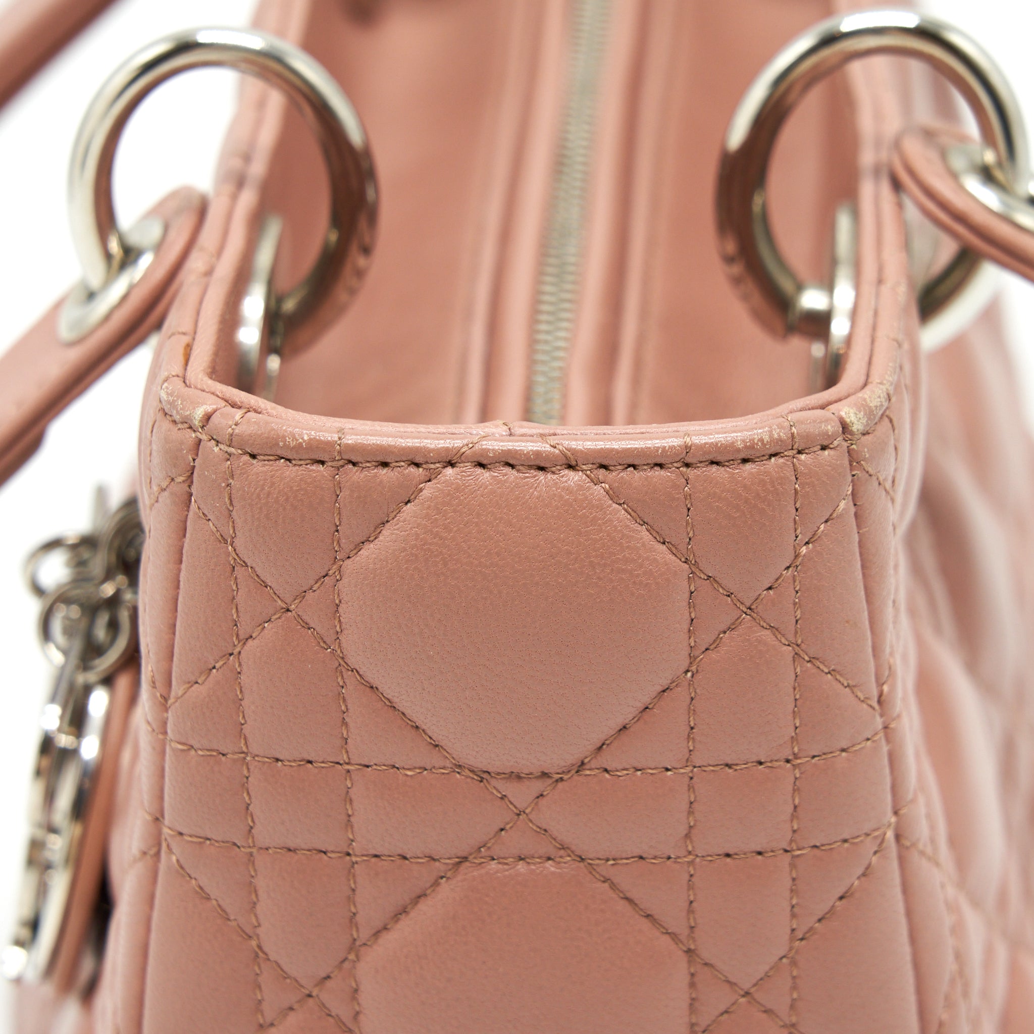 DIOR MEDIUM LADY DIOR LAMBSKIN BLUSH SHW