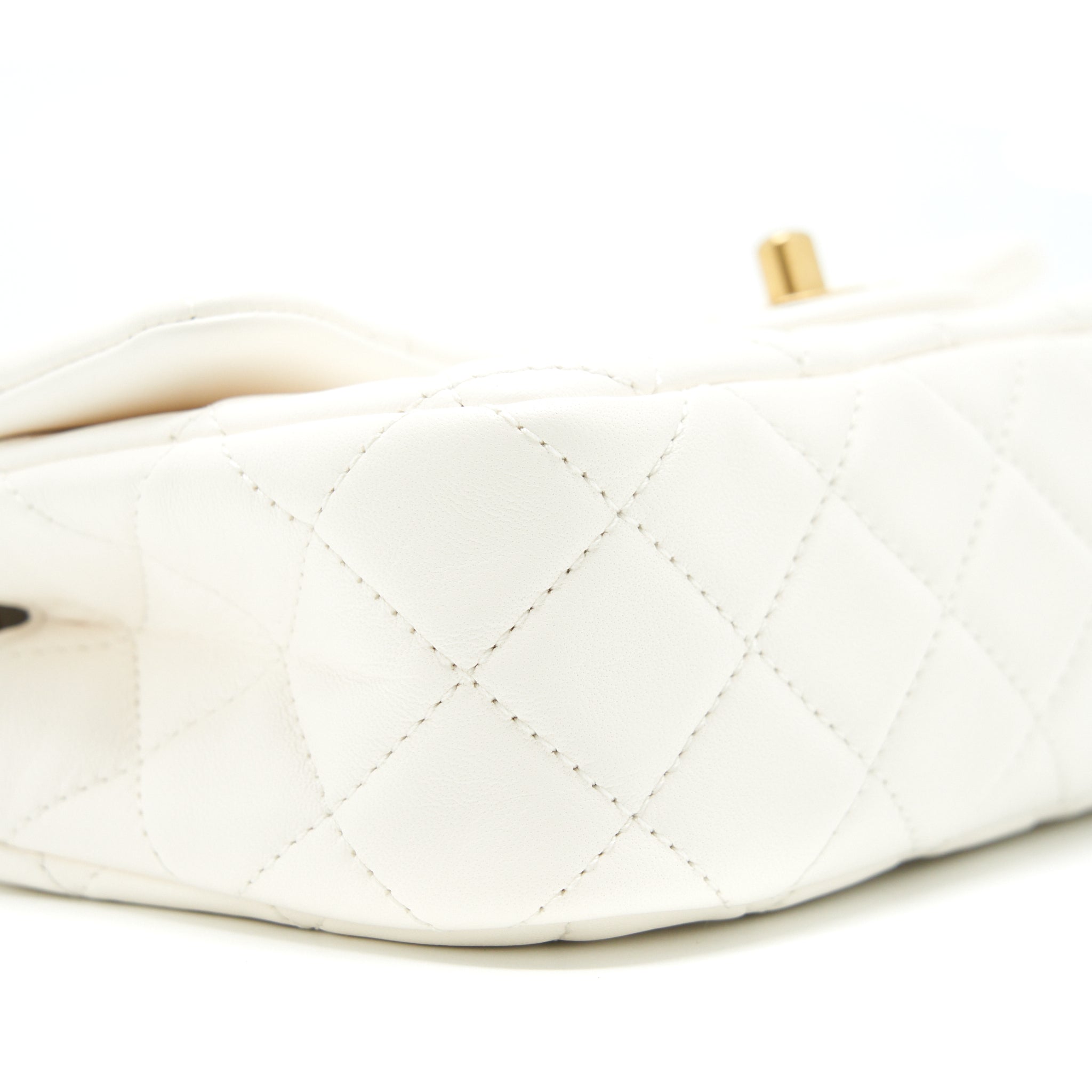 CHANEL PEARL CRUSH MINI RECTANGULAR FLAP BAG LAMBSKIN WHITE GHW (MICROCHIP)