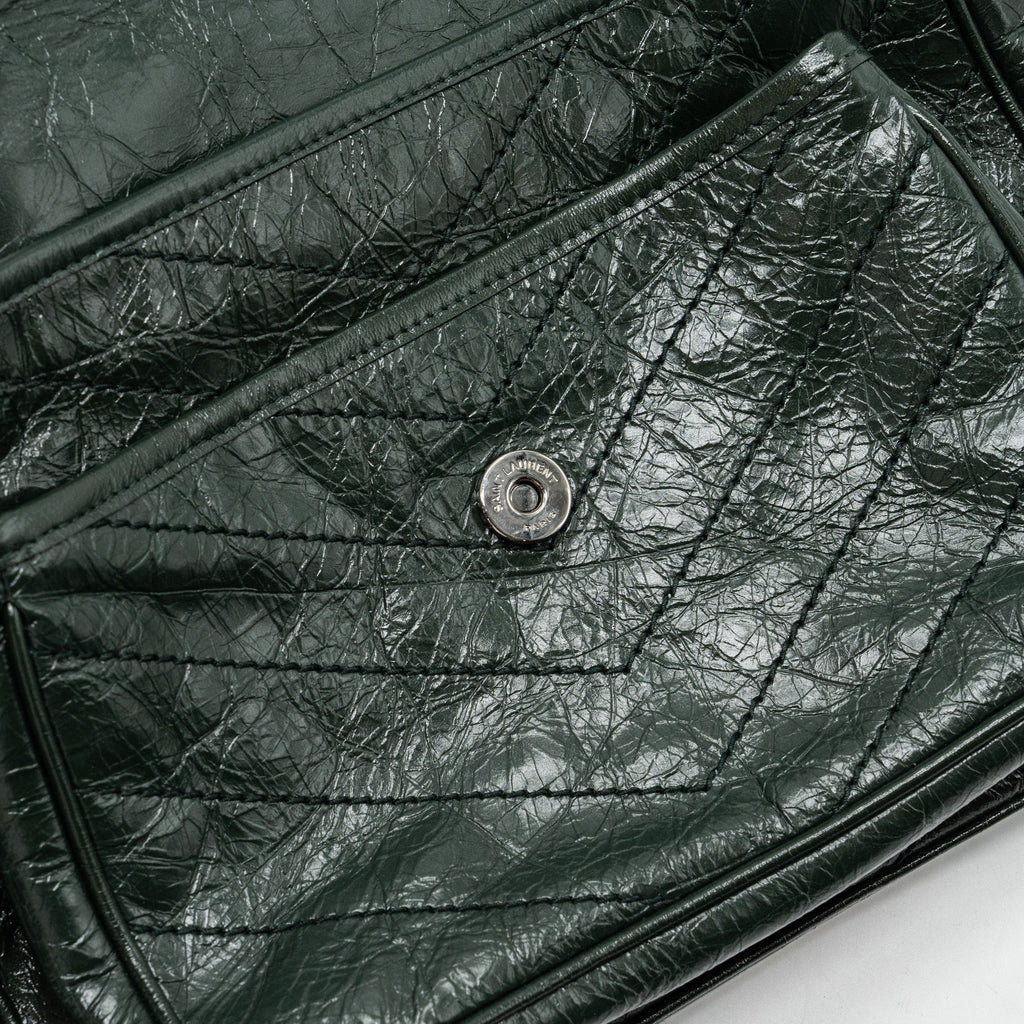 SAINT LAURENT MEDIUM NIKI CALFSKIN GREEN RUTHENIUM HARDWARE