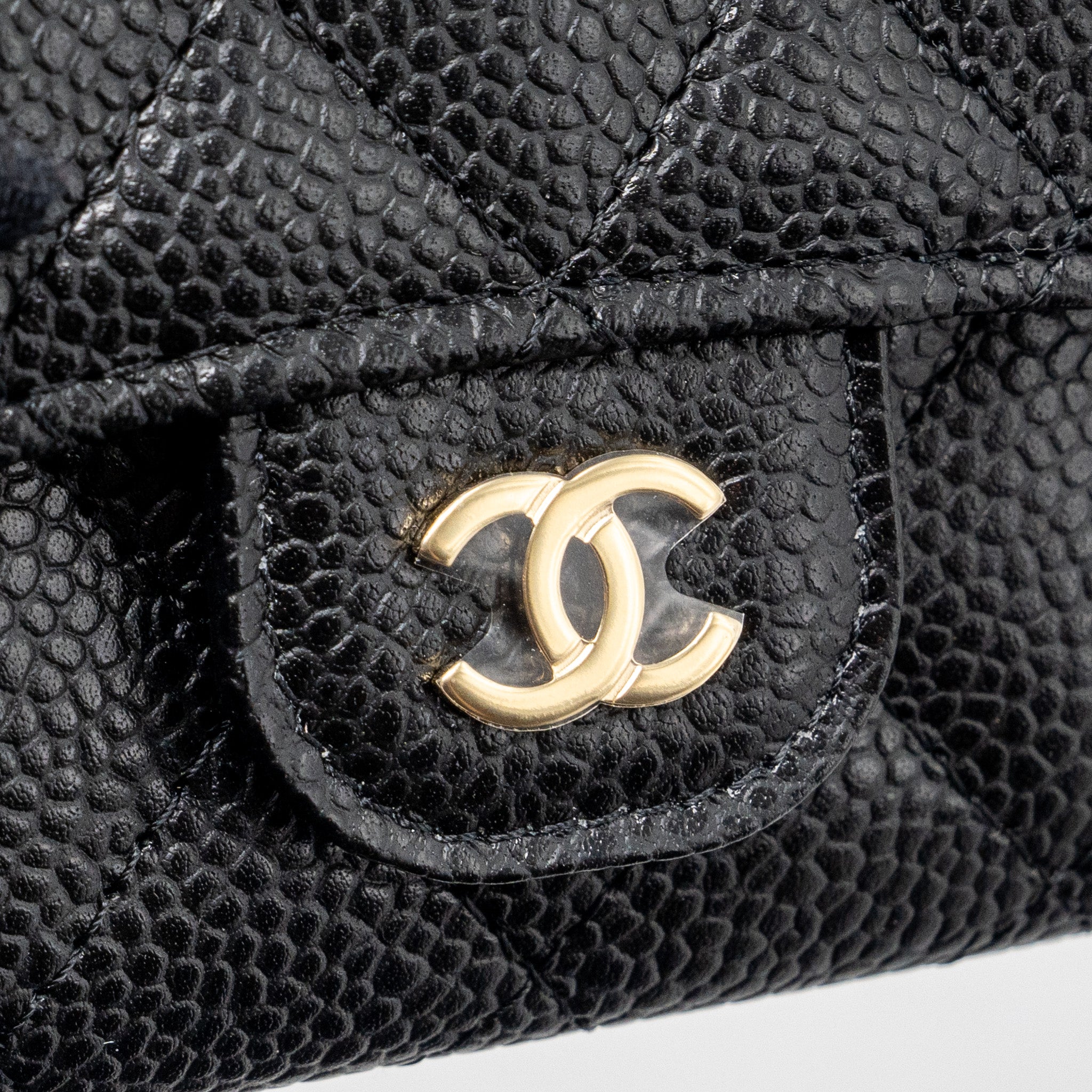 CHANEL CLASSIC FLAP CARD HOLDER CAVIAR BLACK GHW (MICROCHIP)
