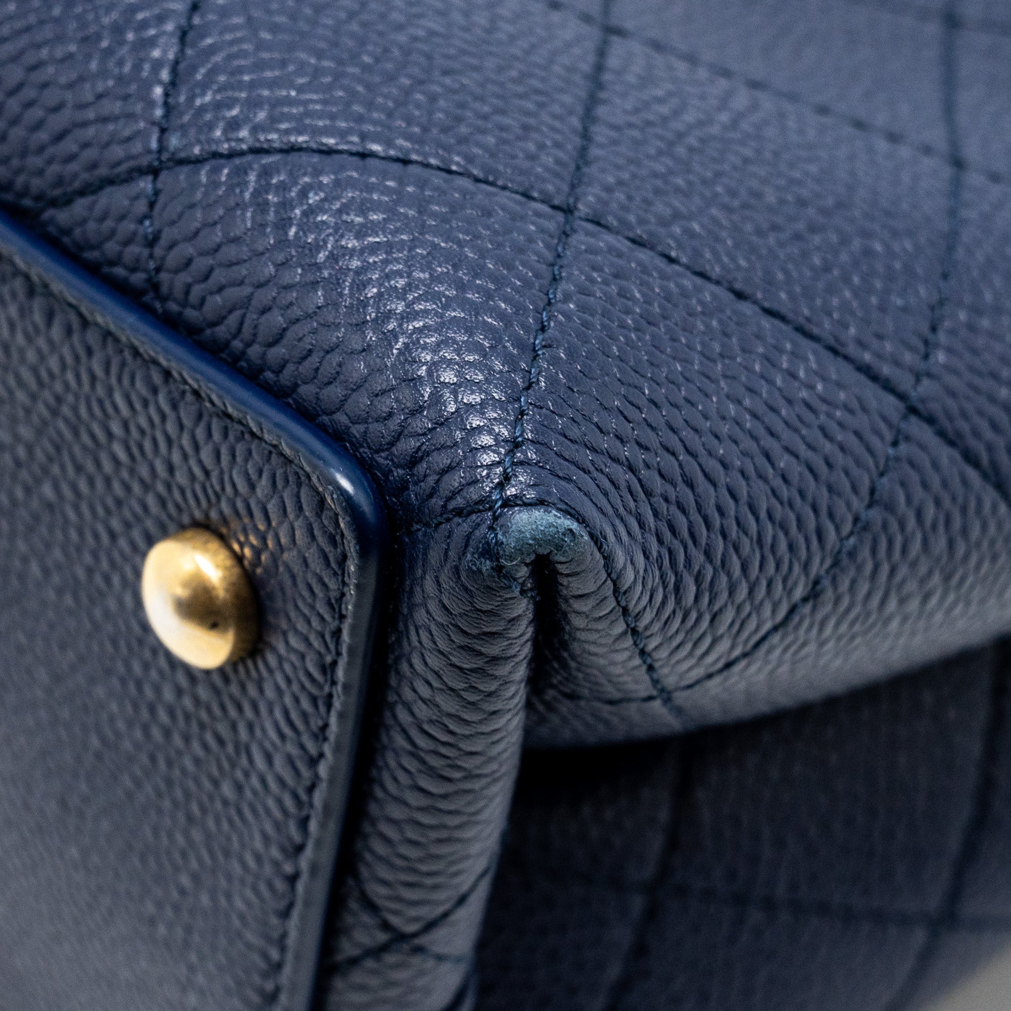 CHANEL TOP HANDLE DRAWSTRING BUCKET BAG CAVIAR NAVY  GHW