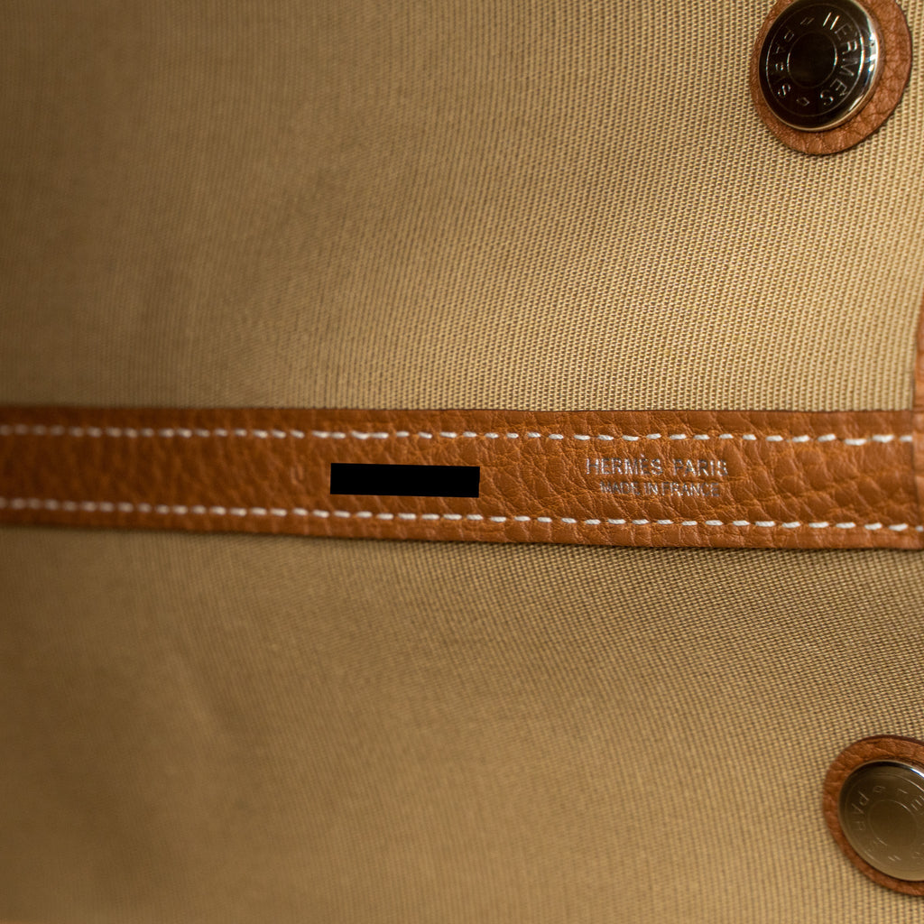 HERMES GARDEN PARTY 36 CANVAS/LEATHER TRENCH/GOLD SHW