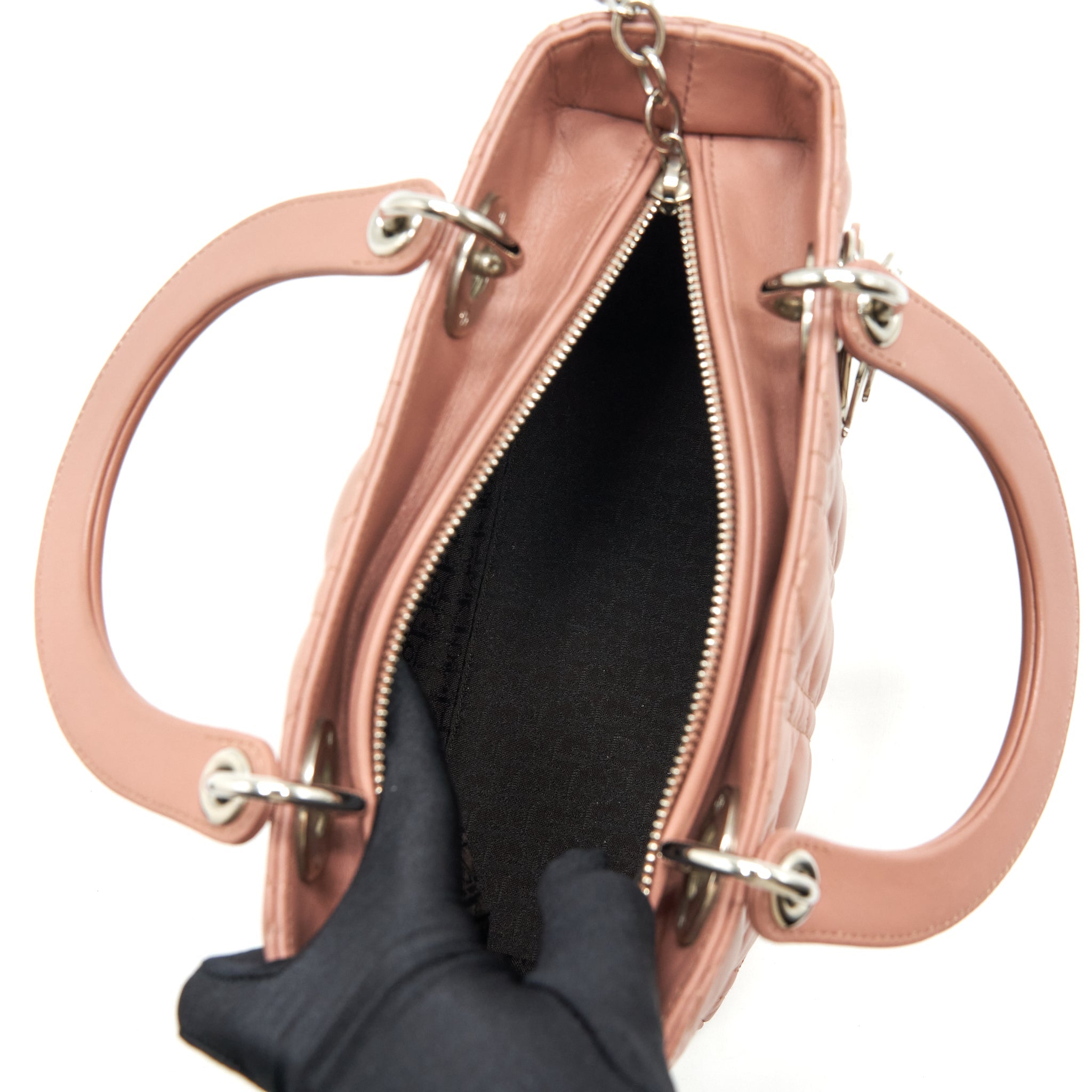 DIOR MEDIUM LADY DIOR LAMBSKIN BLUSH SHW