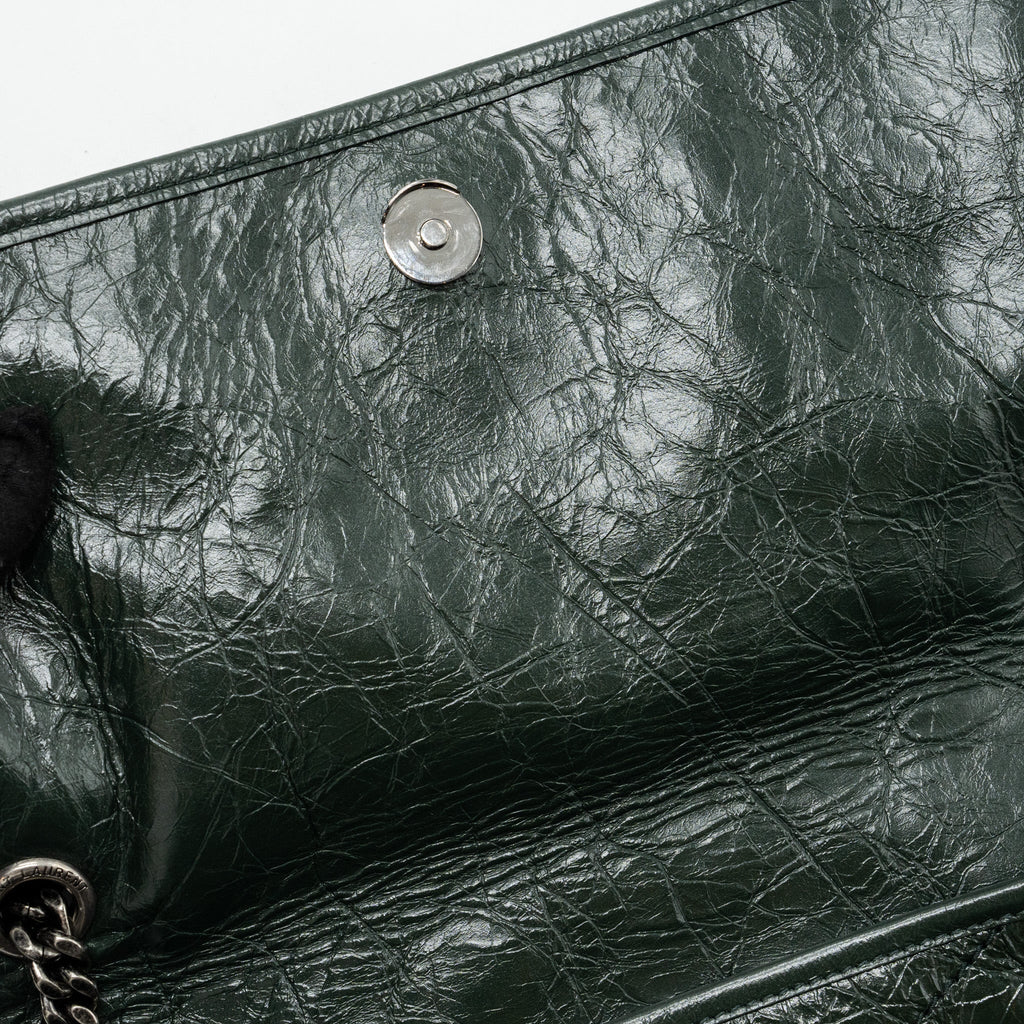 SAINT LAURENT MEDIUM NIKI CALFSKIN GREEN RUTHENIUM HARDWARE