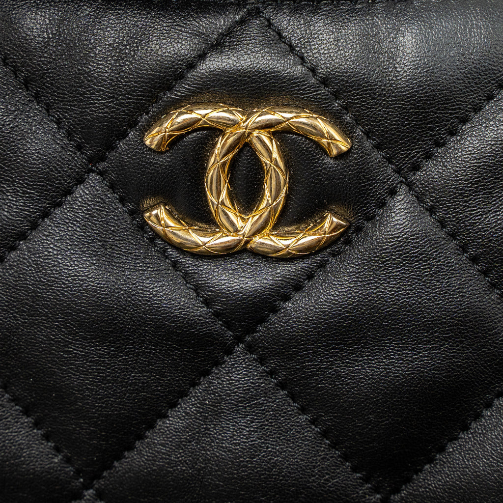 CHANEL 22B HOBO BAG LAMBSKIN BLACK BRUSHED GHW (MICROCHIP)