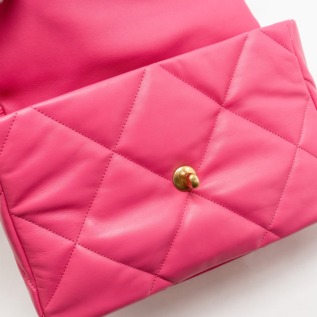 CHANEL LARGE 19 BAG LAMBSKIN PINK MULTICOLOUR HARDWARE (MICROCHIP)