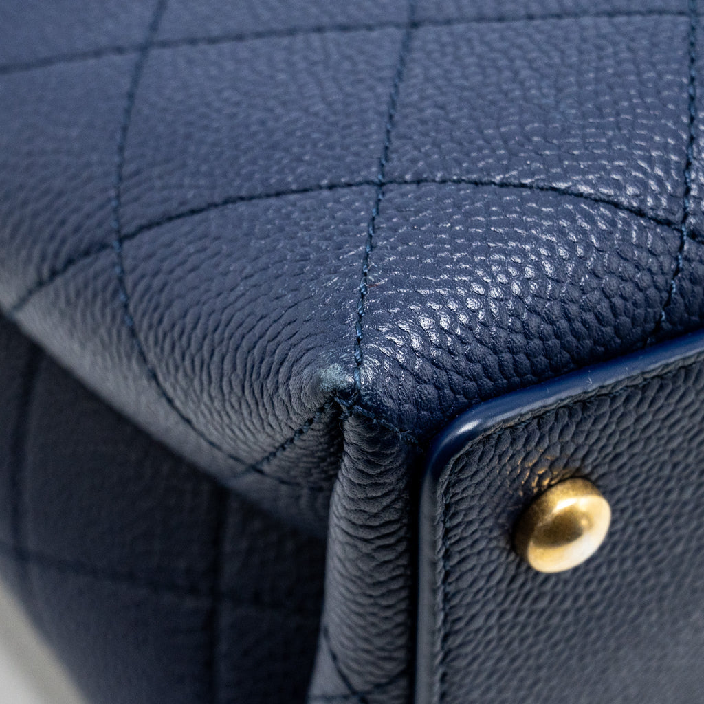 CHANEL TOP HANDLE DRAWSTRING BUCKET BAG CAVIAR NAVY  GHW