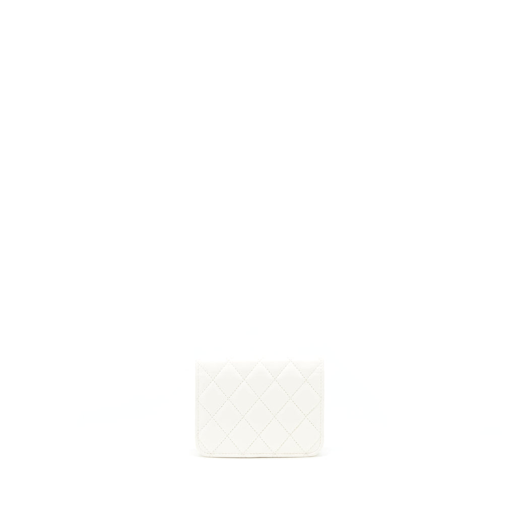 CHANEL 21B PEARL CRUSH MINI FLAP BAG WITH CHAIN/BELT BAG WHITE GHW