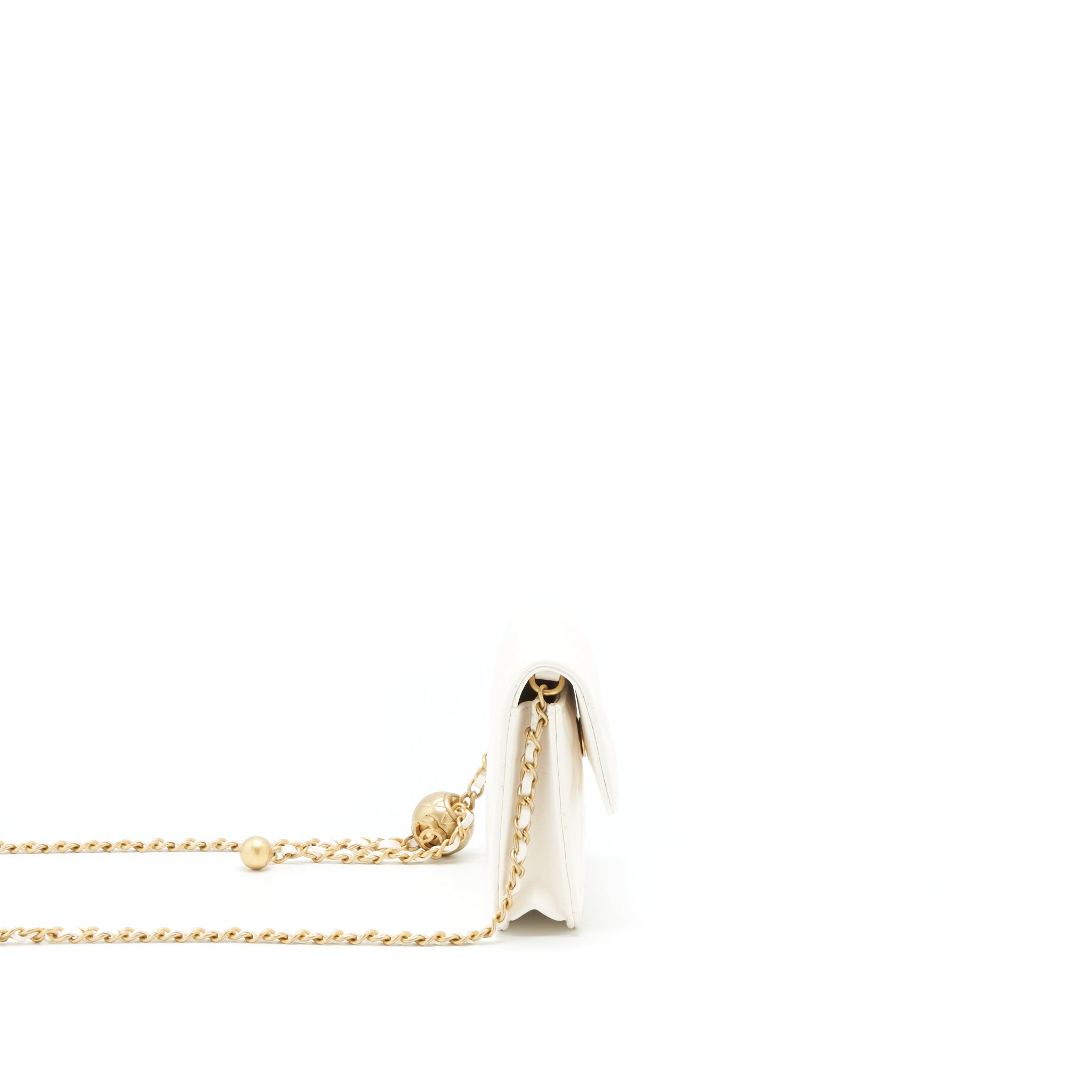 CHANEL 21B PEARL CRUSH MINI FLAP BAG WITH CHAIN/BELT BAG WHITE GHW
